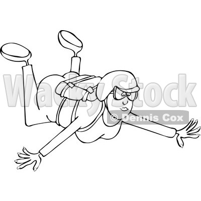 Clipart of a Lady Falling While Sky Diving - Royalty Free Vector Illustration © djart #1222716
