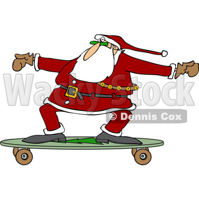 Clipart of Santa Skateboarding on a Longboard - Royalty Free Vector Illustration © djart #1223683