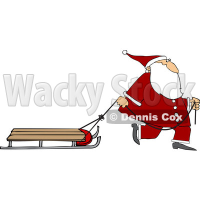 Clipart of Santa Pulling a Sled - Royalty Free Vector Illustration © djart #1224725