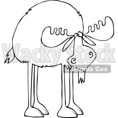 Clipart of an Outlined Moose with Long Legs - Royalty Free Vector Illustration © djart #1225953