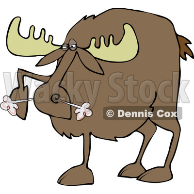 Clipart of a Snorting Angry Moose - Royalty Free Vector Illustration © djart #1225956