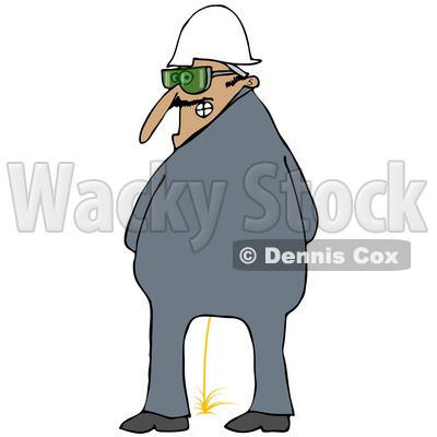 Clipart of a Construction Worker Man Looking Back and Peeing - Royalty Free Illustration © djart #1227118