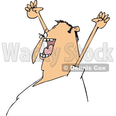 Clipart of a Caucasian Man Cheering at a Sports Game - Royalty Free Vector Illustration © djart #1227449