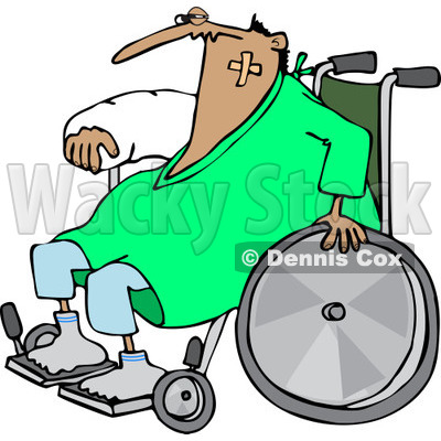 Clipart of an Injured Accident Prone Man in a Wheelchair - Royalty Free Vector Illustration © djart #1227455