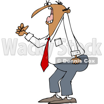 Clipart of an Irate Business Man Waving a Fist - Royalty Free Vector Illustration © djart #1227606