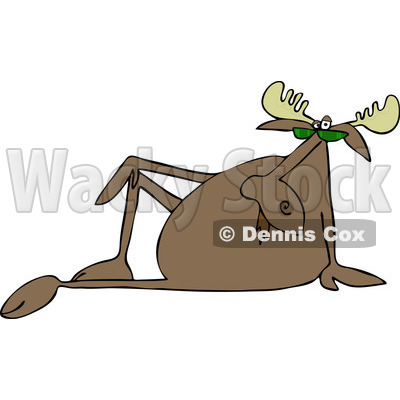 Clipart of a Sophisticated Moose Sitting Back - Royalty Free Vector Illustration © djart #1229573