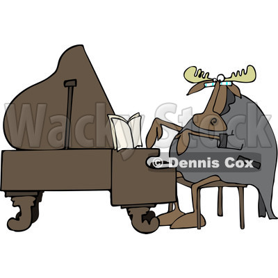 Clipart of a Pianist Moose Playing Music - Royalty Free Vector Illustration © djart #1230197