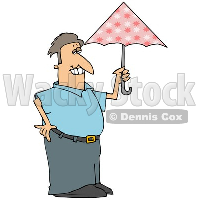 Prissy Man Carrying a Pink Umbrella Clipart Illustration © djart #12393