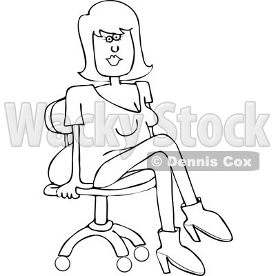 Clipart of a Black and White Woman Sitting in a Chair - Royalty Free Vector Illustration © djart #1240156