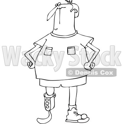 Clipart of a Black and White Blade Runner Man with an Artificial Prosthetic Leg - Royalty Free Vector Illustration © djart #1240159