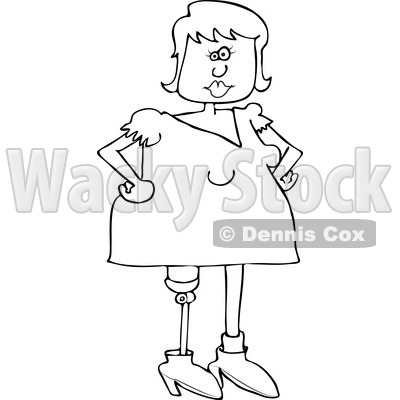 Clipart of a Black and White Woman with an Artificial Prosthetic Leg - Royalty Free Vector Illustration © djart #1240161