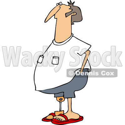 Clipart of a Chubby Causal Caucasian Man with an Artificial Prosthetic Leg - Royalty Free Vector Illustration © djart #1240172