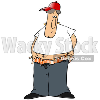 Clipart of a Young Caucasian Man Trying to Pull His Pants up over His Boxers - Royalty Free Illustration © djart #1242873