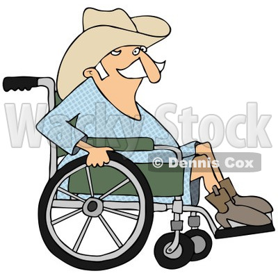 Clipart of a Senior Cowboy in a Wheelchair - Royalty Free Illustration © djart #1244356