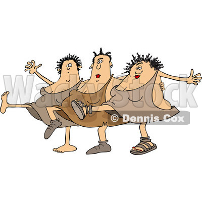 Clipart of Cave Women Dancing the Can Can - Royalty Free Vector Illustration © djart #1256641