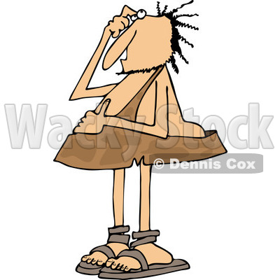 Clipart of a Bewildered Caveman Scratching His Head - Royalty Free Vector Illustration © djart #1260420