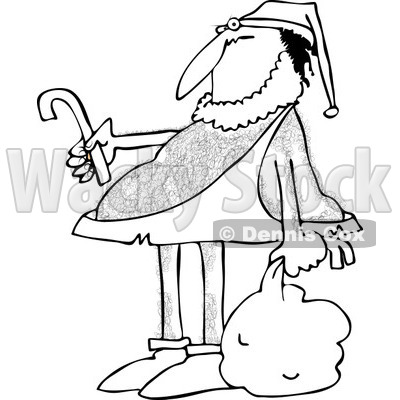 Clipart of a Black and White Hairy Caveman Santa - Royalty Free Vector Illustration © djart #1261819