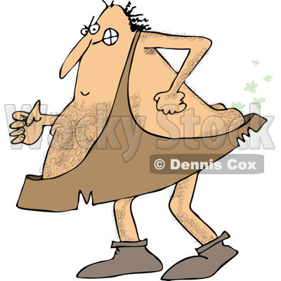 Clipart of a Hairy Caveman Farting - Royalty Free Vector Illustration © djart #1265327
