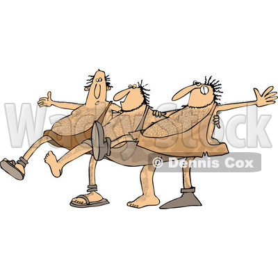 Clipart of Cavemen Dancing the Can Can - Royalty Free Vector Illustration © djart #1267124
