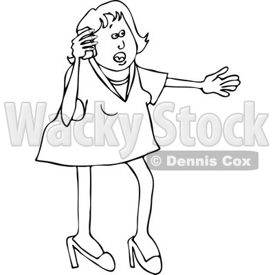 Clipart of a Black and White Woman Gesturing and Explaining on a Telephone - Royalty Free Vector Illustration © djart #1270292