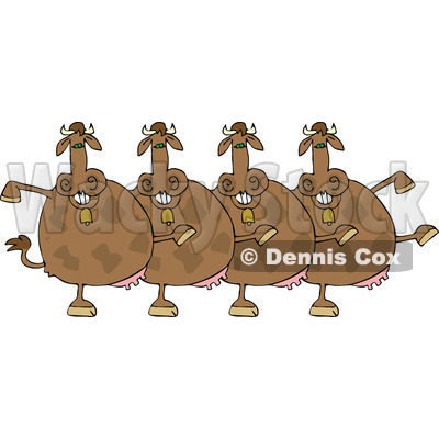 Clipart of a Chorus of Brown Cows Dancing the Can Can - Royalty Free Vector Illustration © djart #1272916