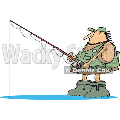 Clipart of a Hairy Fishing Caveman with Gear - Royalty Free Vector Illustration © djart #1275533