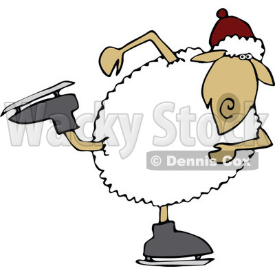 Clipart of a Winter Sheep Ice Skating - Royalty Free Vector Illustration © djart #1278099