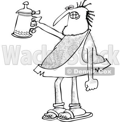 Clipart of a Hairy Caveman Cheering with a Beer Stein - Royalty Free Vector Illustration © djart #1279576