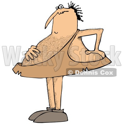 Clipart of a Hairy Caveman with a Sour Stomach - Royalty Free Illustration © djart #1286937