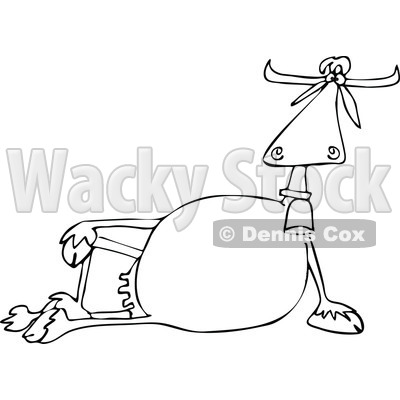 Clipart of a Black and White Relaxed Cow Resting on Its Side - Royalty Free Vector Illustration © djart #1287903