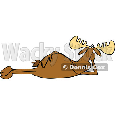 Animal Clipart of a Cartoon Relaxed Moose Resting on His Side - Royalty Free Vector Illustration © djart #1289078