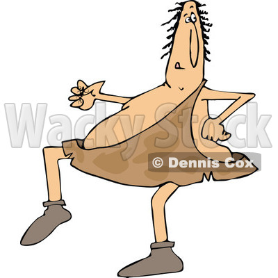 Clipart of a Sneaky Caveman Tip Toeing Around - Royalty Free Vector Illustration © djart #1289687