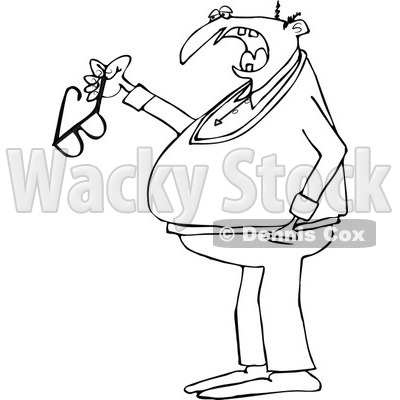Clipart of a Chubby Senior Black and White Man Talking and Holding His Glasses - Royalty Free Vector Illustration © djart #1290835