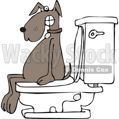 Clipart of a Brown Dog Pooping on a Toilet - Royalty Free Vector  Illustration © djart #1292858