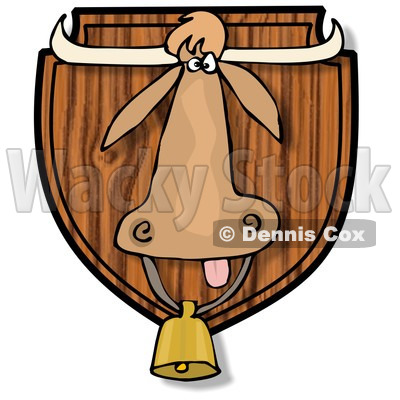 Clipart of a Texas Longhorn Cow Head Mounted on a Wood Plaque - Royalty Free Illustration © djart #1292866