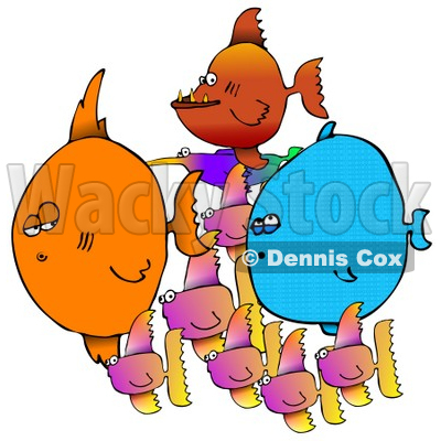 Colorful School of Mixed Tropical Fish Clipart Illustration © djart #12931