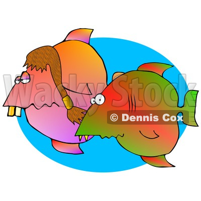 Silly Couple of Tropical Fish Swimming in the Ocean Clipart Graphic Illustration © djart #12947