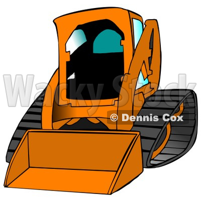 Orange Bobcat Skid Steer Loader With Blue Window Tint Clipart Graphic Illustration © djart #12955