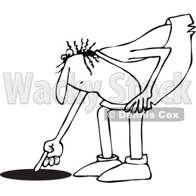 Clipart of a Black and White Chubby Caveman Combing His Hair - Royalty Free Vector Illustration © djart #1295998