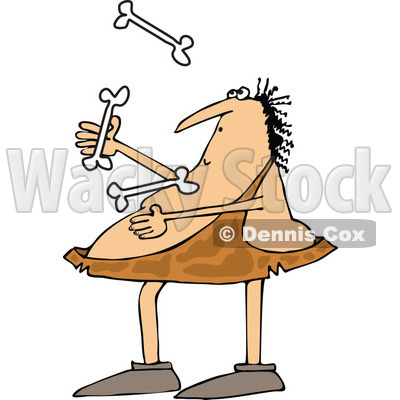 Clipart of a Chubby Caveman Juggling Bones - Royalty Free Vector Illustration © djart #1299479