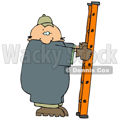 Caucasian Worker Man on a Ladder Clipart Illustration © djart #13042