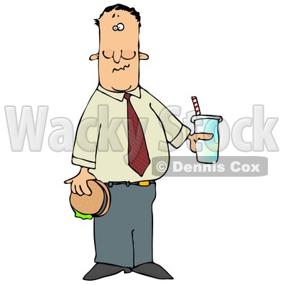 Man Eating a Hamburger and Drinking Cola Clipart Illustration © djart #13046