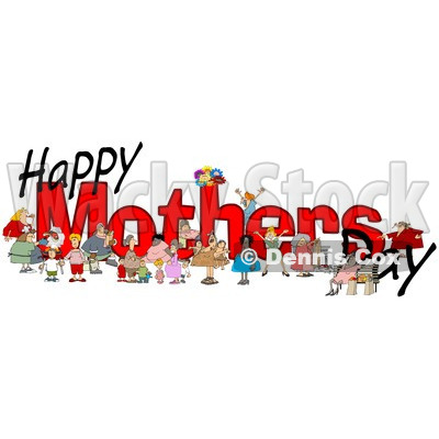 Clipart of Happy Mothers Day Text with Children and Adults - Royalty Free Illustration © djart #1311958