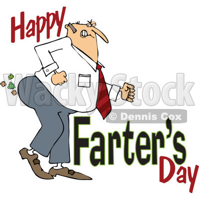 Clipart of a Cartoon Chubby White Father Passing Gas with Happy Farters Day - Royalty Free Vector Illustration © djart #1316365