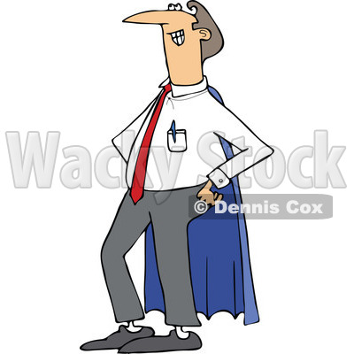 Clipart of a Cartoon Proud White Super Dad in a Blue Cape - Royalty Free Vector Illustration © djart #1321114