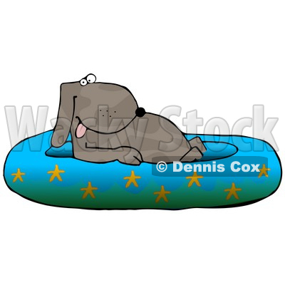 Happy Dog Soaking in a Kiddie Pool Decorated With Starfish Clipart Illustration © djart #13230
