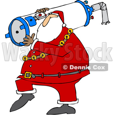 Clipart of a Cartoon Christmas Santa Carrying a Water Heater - Royalty Free Vector Illustration © djart #1353046