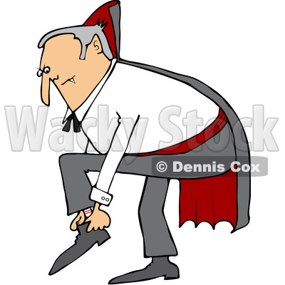 Clipart of a Cartoon Chubby Dracula Vampire Putting His Shoes on - Royalty Free Vector Illustration © djart #1355578