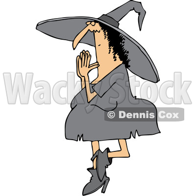 Clipart of a Cartoon Halloween Witch Doing Yoga - Royalty Free Vector Illustration © djart #1355846