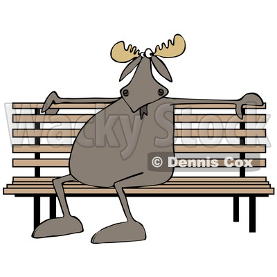 Clipart of a Cartoon Moose Sitting on a Park Bench - Royalty Free Illustration © djart #1361441